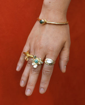 Jade Blossom // bague en laiton - ORA-C jewelry - bijoux faits à la main par Caroline Pham, designer indépendante basée à Montréal