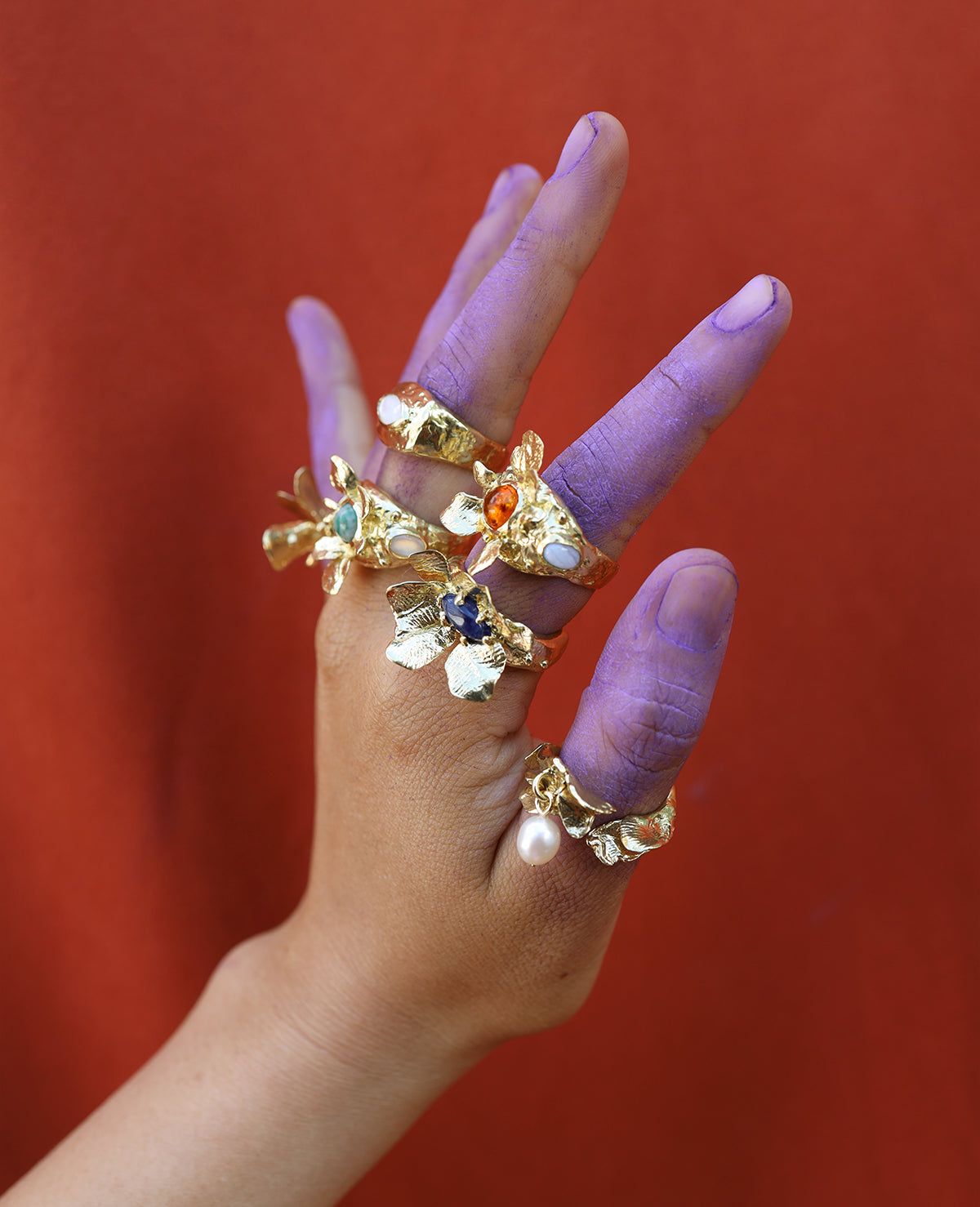 Amber Blossom // bague en laiton - Bijoux ORA-C - bijoux faits main par la designer indépendante Caroline Pham, basée à Montréal.