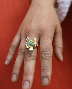 Jade Blossom // bague en laiton - ORA-C jewelry - bijoux faits à la main par Caroline Pham, designer indépendante basée à Montréal