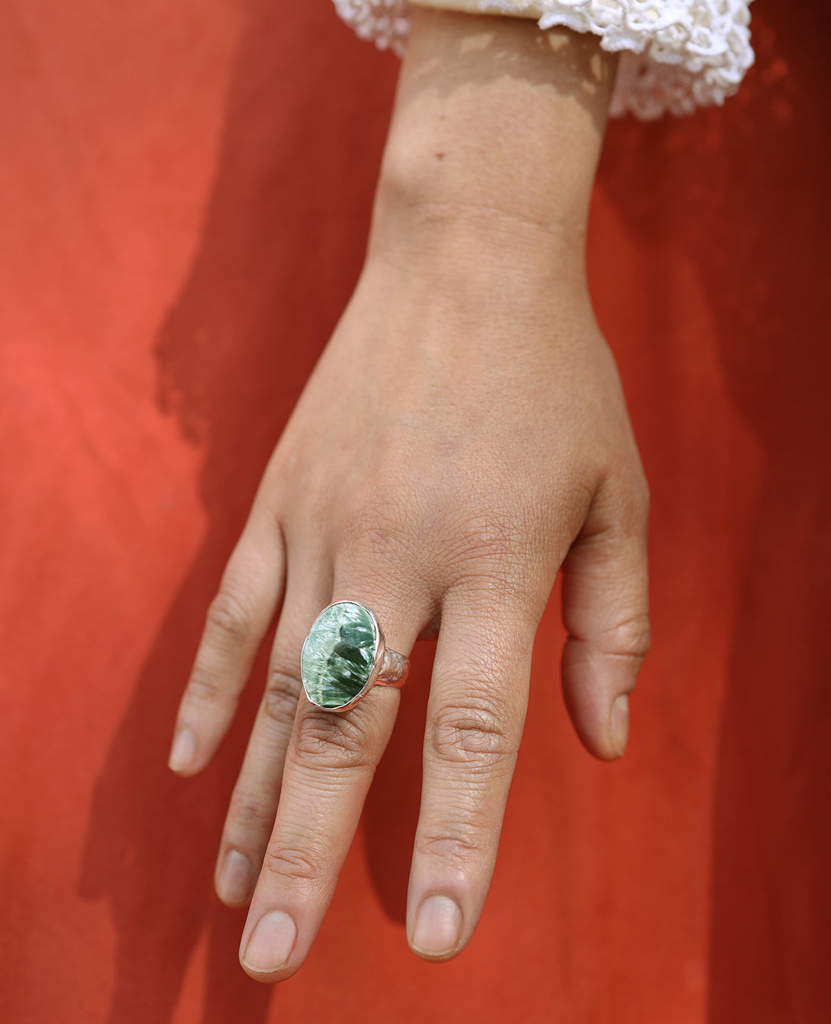 Séraphinite russe // bague en argent - ORA-C jewelry - Bijoux faits à la main par Caroline Pham, designer indépendante basée à Montréal